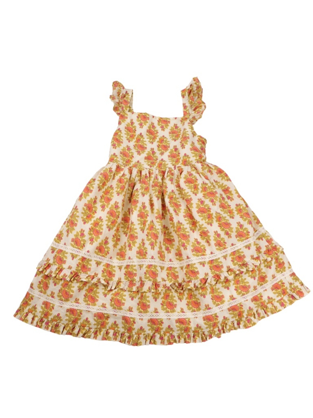 Haute Hippie Kids Floral Ruffle Dress Size 8 Boho Cottagecore Prairie Dress